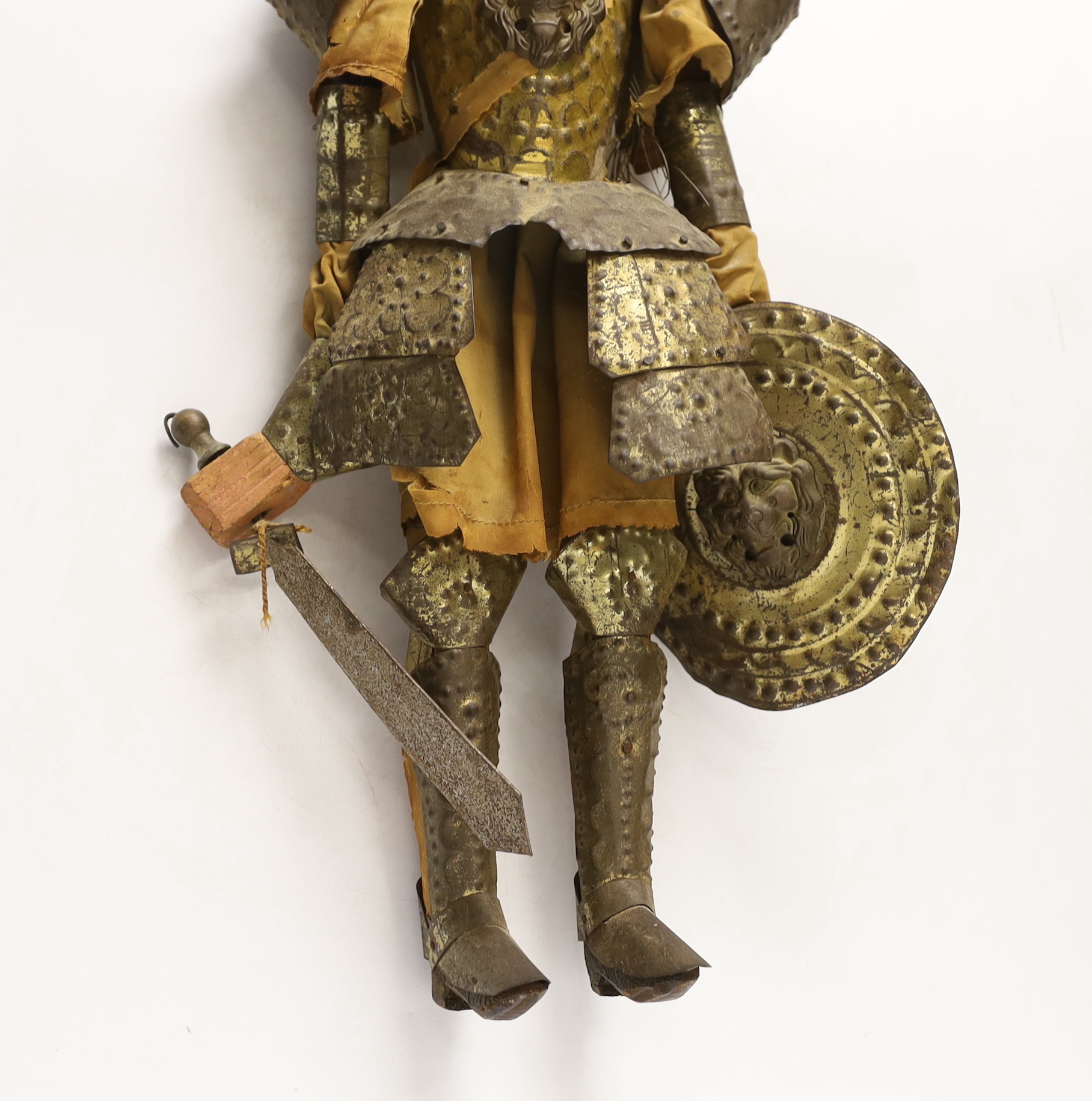 A 19th century Sicilian marionette knight puppet, 44cms, with book - Vaudoyer, Jean-Louis - La Sicile, inscribed ‘’To dearest Sarah Hamilton…with devoted love from Anthony Ireland‘’, [British actor 1902-1957], together w